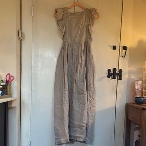 Elegant Beige Women's Apron Dress